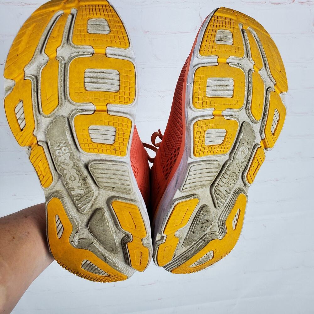 Hoka One One Bondi 7 Sneakers Shoes Womens Size 9 Orange Running Cushioned Walk - Picture 6 of 10